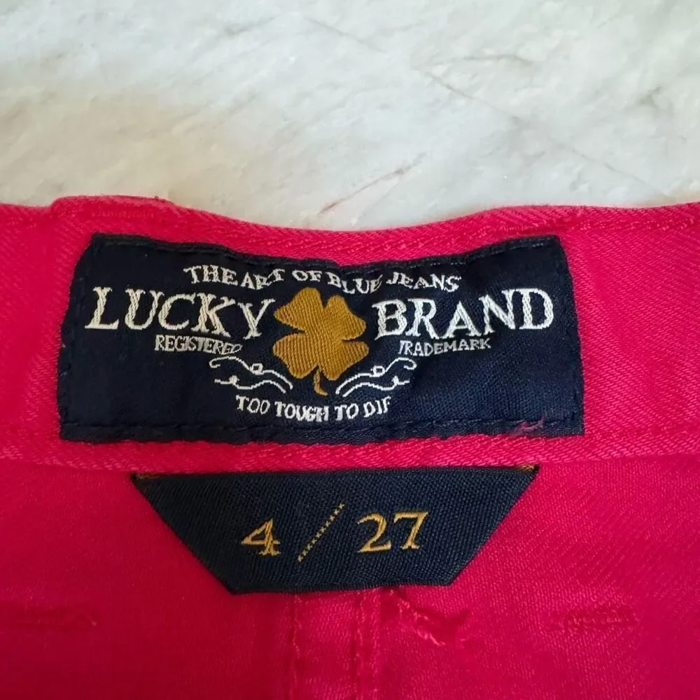 Lucky Brand Riley cut-off shorts red/pink jean shorts size 4/27